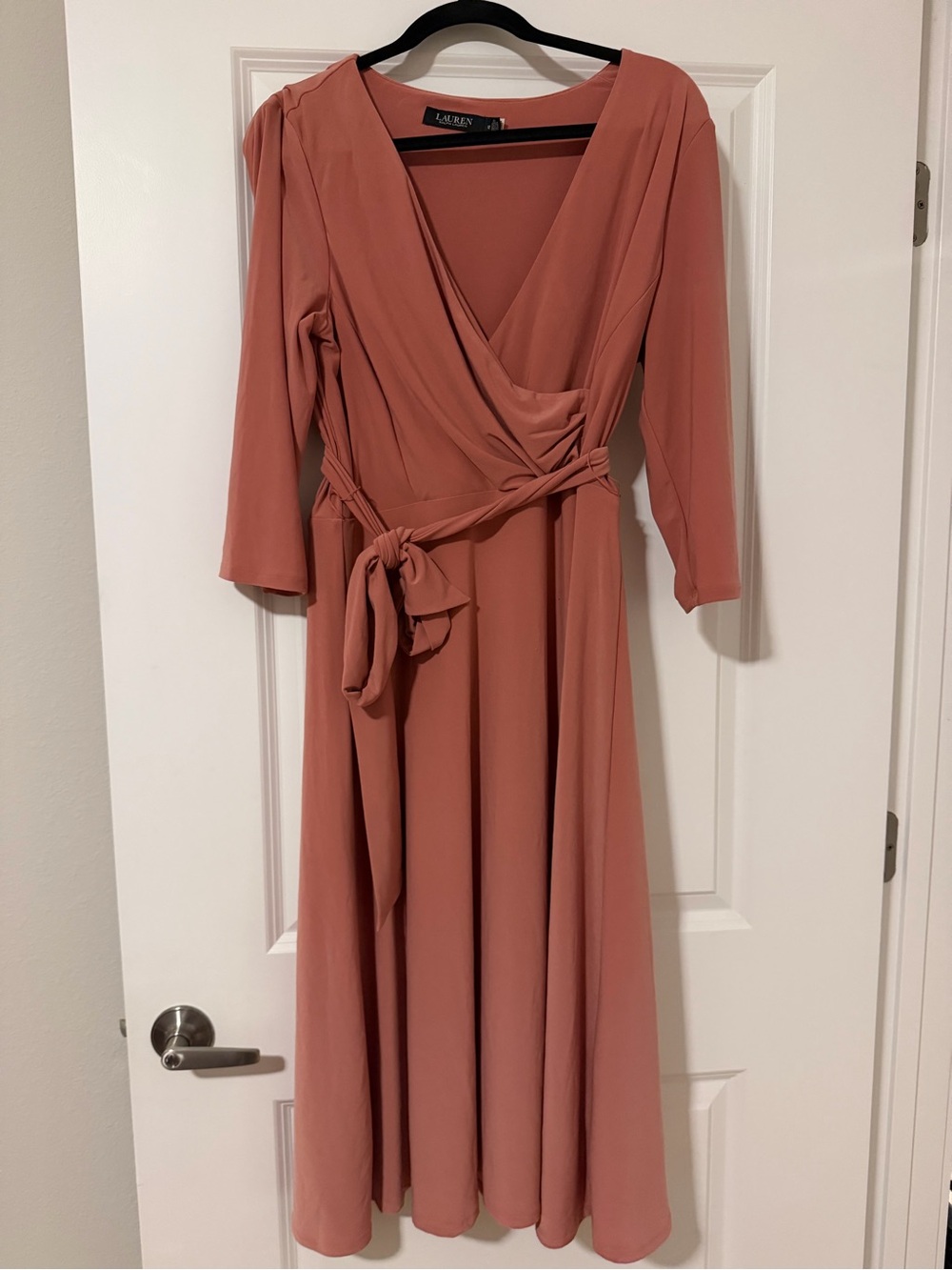 Wrap Midi Dress in Dusty Rose
